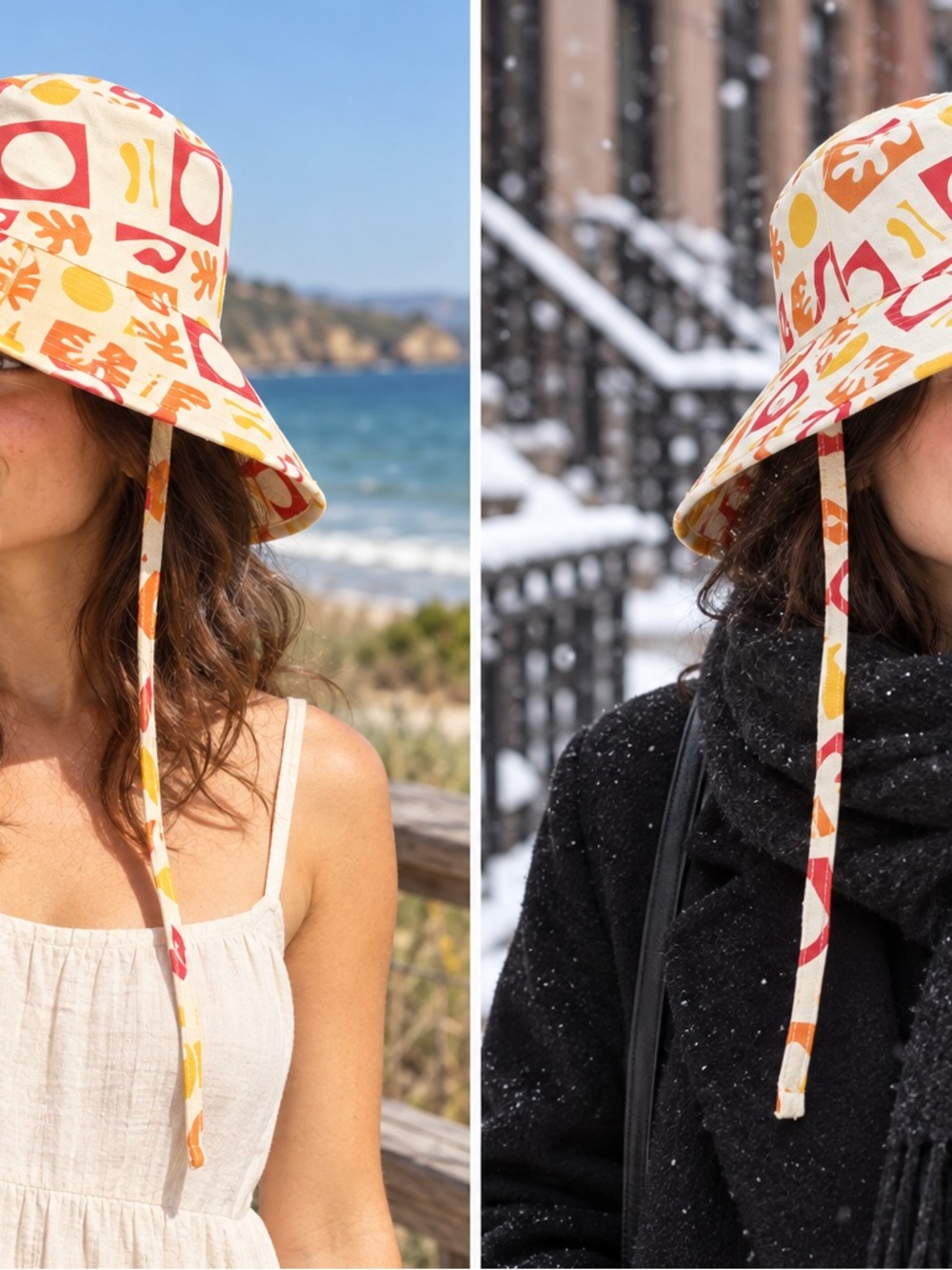 Lack of Color Formes Sun Holiday Bucket Hat S/M 56cm Cotton Wide Brim NWOT